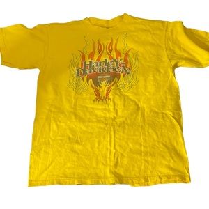Harley Davidson Womens T-shirt Size L Georgia Vintage 2001 Double Sided Yellow
